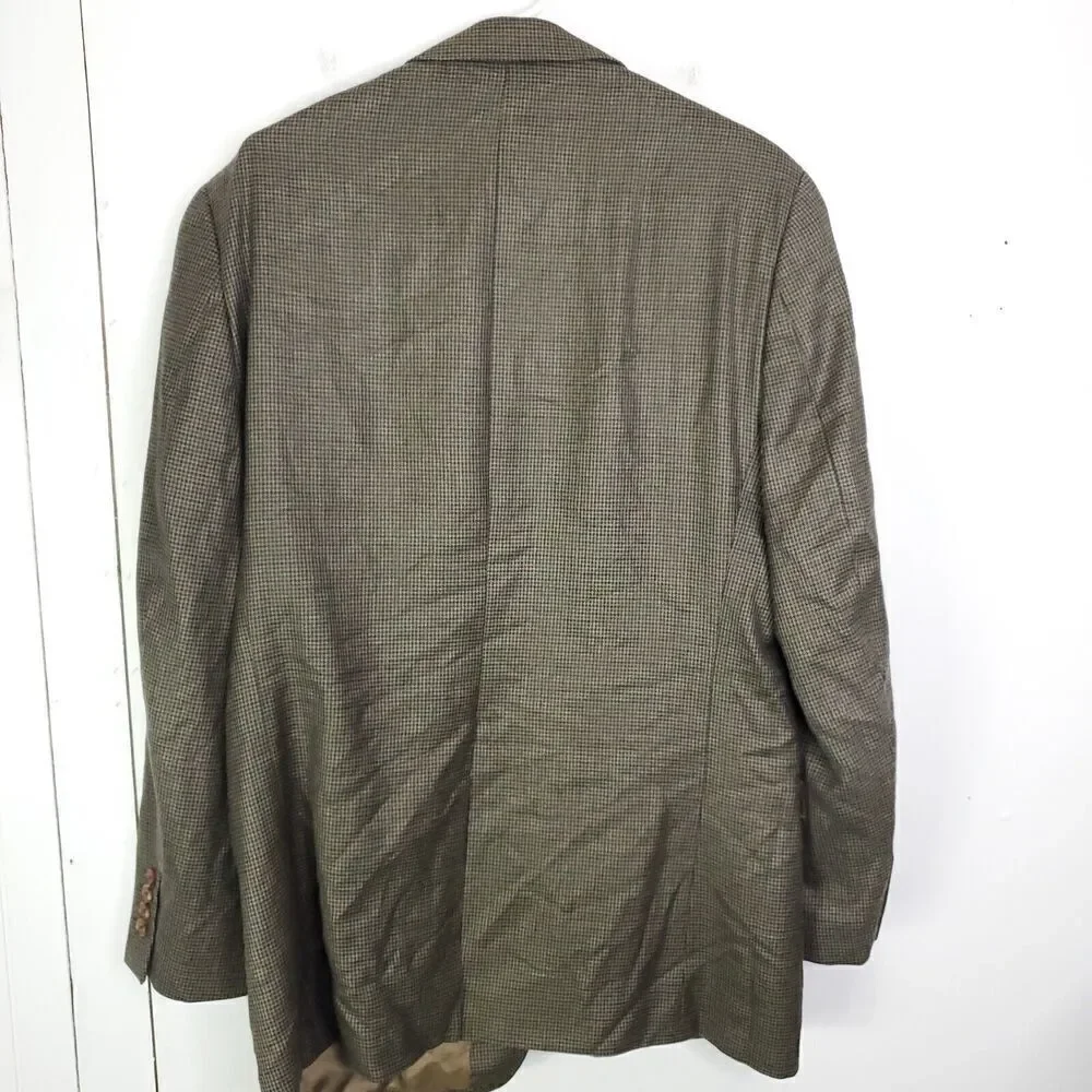 Ralph Ralph Lauren Blazer Mens 42L Houndstooth Academia Silk Wool Career Money
